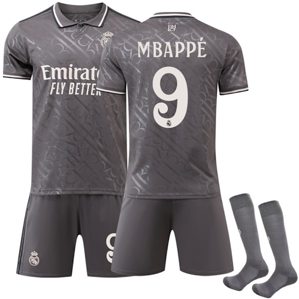 2024-2025 Real Madrid Udebanes Børne- og Voksenfodboldtrøje Nummer 9 Mbappe - Perfekt 28