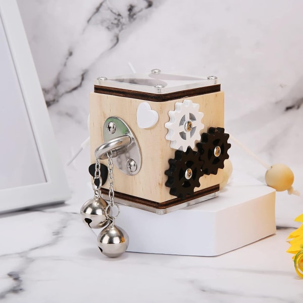 Busy Activity Cube, Busy Block Toy, Montessori-leksaksaktivitetstavla i trä, Labyrint - Perfet Color 1