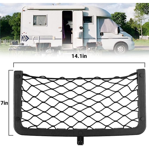 Förvaringsnät för husbilar, 4-pack Lastnät Bilförvaringsnät Husbil Van Förvaringslösningar med Plastram Elastiskt Nätväska -Perfekt with 4 Hooks