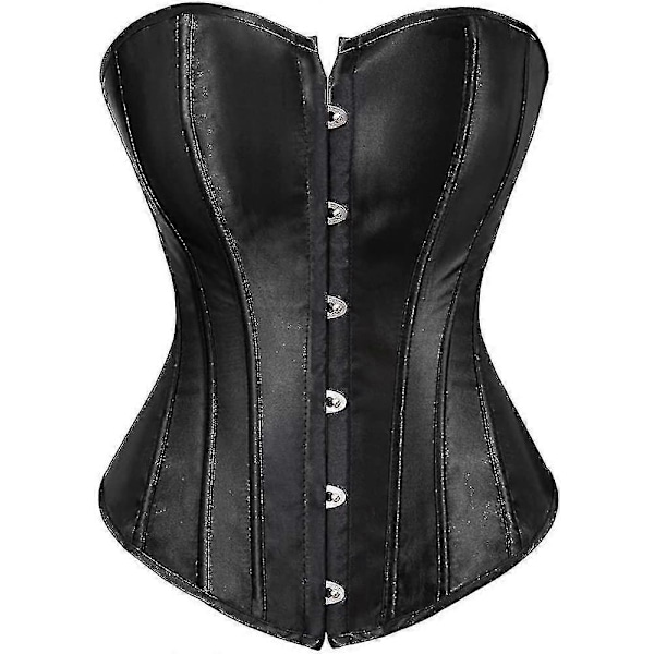 Kvinners Bustier Korsett Topp Sexy Lingerisett Svart Satin Midje Cincher-Perfet Black 3x-large