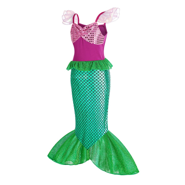 Little Girl Mermaid Costume Dress Up Barnefestkjole Cosplay Barn Julebursdagskostyme - Perfet 150cm