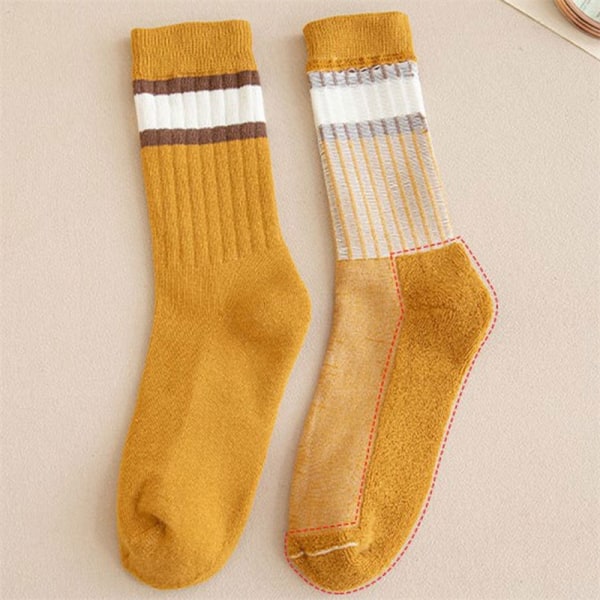 Vinter mote stripete sokker for menn Harajuku Retro Tykk Varm Midt - Perfet White