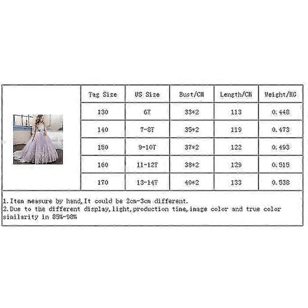 Jenter Blondekjole Elegant Prinsesse Maxikjole Barnekjole Jenter Blomst Bryllupsfest Aftenkjole Barn Prom Ballettskjørt Kostyme Gave-Perfekt Dress 2 pink 160cm