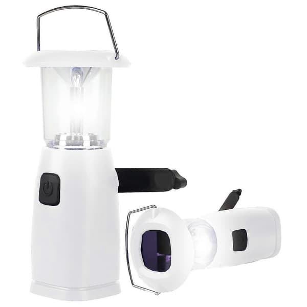 Solar Håndsving Dynamo Campinglanterne - Bærbar 6 Led Vind Op Lampe Dynamo lommelygte med Foldbar Krog Campinglanterne Lys-Perfekt 1PC White