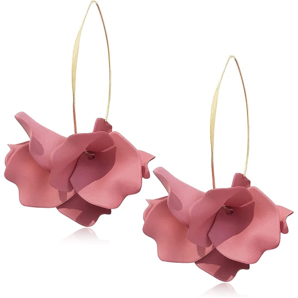 Håndlagde Bohemian matt akryl store blomster dangle dråpe øredobber Unik overdrevet europeisk - Perfet Pink