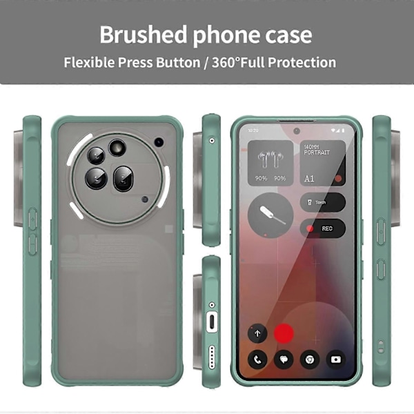 Kompatibel med Nothing Phone (3a) Pro Deksel Fallsikker Airbag Frostet Gjennomsiktig PC TPU Telefon Bakdeksel - Pur-Perfet Green