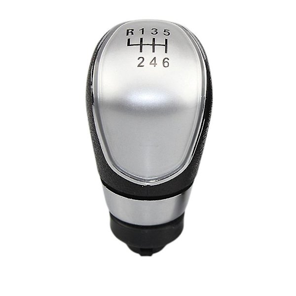 Växelspaksknopp, dammskydd, fodral, krage för Ford Fiesta 2008 2009 2010 2011 2012 - 5/6-växlad manuell - Perfekt 6-Speed Silver