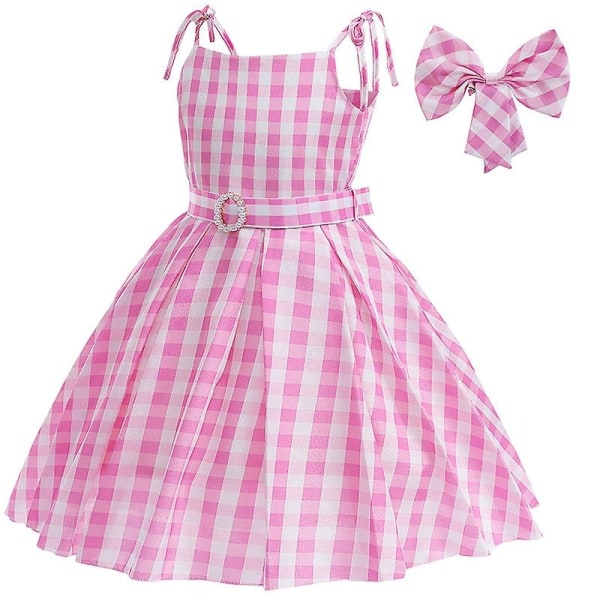 Vaaleanpunainen mekko,Barbie-vaatteet tytöille,Barbie-asumekkoasu lapsille Pinkki juhlaelokuva Cosplay Halloween-asu - Perfet Dress 120cm