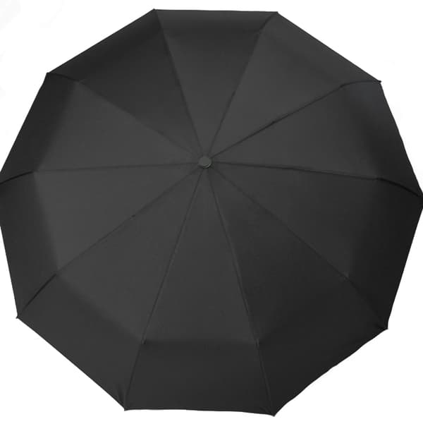 Vindtett paraply med 10 spiler, trippel folding - Svart - Perfet