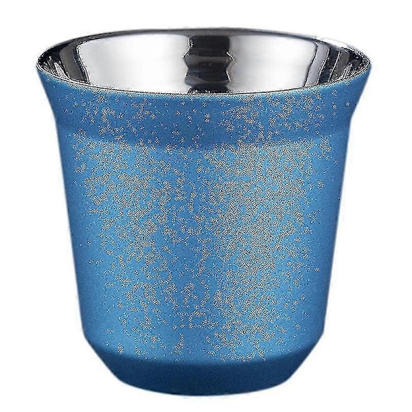 Ny 80ml Dubbelväggig Rostfritt Stål Espresso Kaffekopp Isolerad Kopp för Nespresso Pixie Kaffekopp Kapselform Kaffekopp - Perfekt Blue