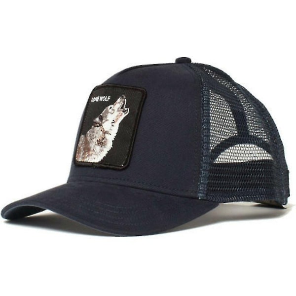 Farm Animal Trucker Baseball Hat Mesh Style Mænd Kvinder Hip Hop Bros Justerbar Baseball Hat - Perfet Lone Wolf Blsck