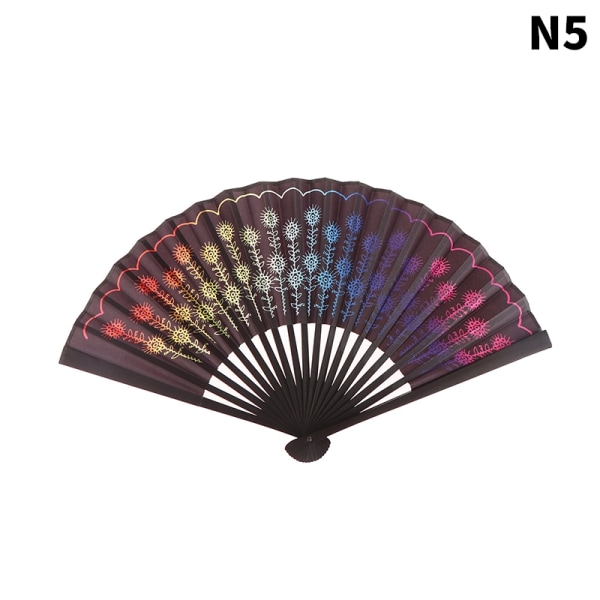1 Stk Folding Fan Håndvifter Rainbow Print Bamboo Bone Fan - Perfet type-N5