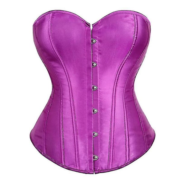 Mimigo Kvinders Bustier Korset Top Sexy Lingeri Sæt Sort Satin Talje Cincher-Perfet PURPLE 5XL