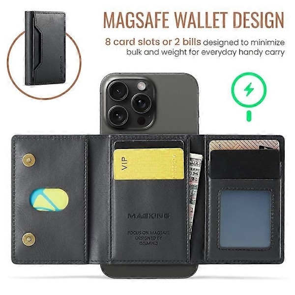 MAGKING K2 Stand Magnetisk Kortholder Kompatibel med MagSafe RFID Mobilpung - Perfekt Black