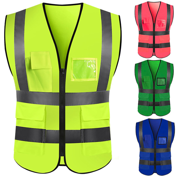 Heijastinliivi High Visibility Vest Puhelin- ja henkilöllisyystodistustaskut - Perfet # 8 Green XL