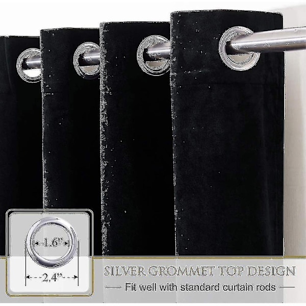 Luksuriøse termisk isolerede gardiner, tykke, solide, effektive mørklægningsgardiner - Perfekt Black W 39x H 55 100cm*140cm