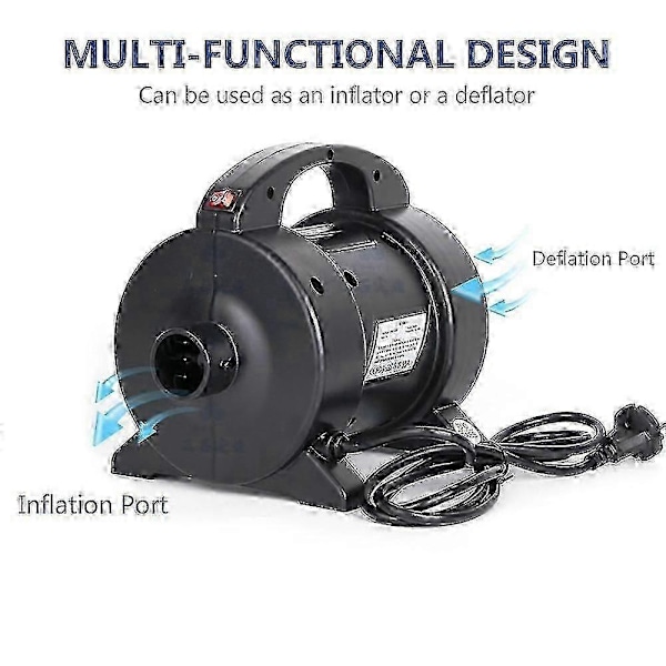 Bærbar 1600W Elektrisk Pumpe Luftmadrasspumpe Rask Oppblåsing Elektrisk Luftpumpe Inflator Deflator med 2 Dyser Kompatibel med Luftmadrass Flåte - Perfekt