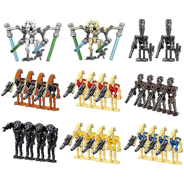 28pcs Pack Battle Soldiers, Generals and Droids with Weapons Minifigure Set, Building Blocks Action Figures Toy Kids Gift-Perfet