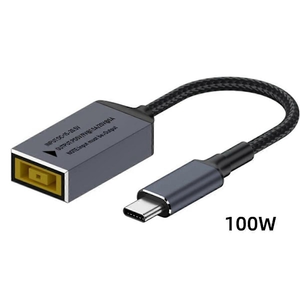 PD100W Kompatibel med Lenovo DC Firkantet Stik til USB Type-C Konverter-Perfet