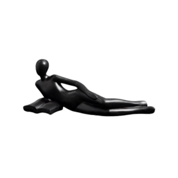 Nordisk Læsestatue Resin Figurer Skrivebordsindretning Skulptur Moderne Kunst Ornament Hjemmekontor Indretning - Perfekt Black B