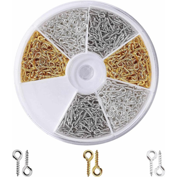600 stykker øyeskrue Øyestifter Krokløkker Wire for smykkefremstilling DIY-håndverksfunn 10 X 4 X 1 mm - Perfet