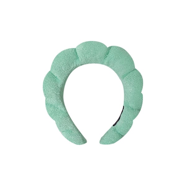 Flanell pannebånd Puffy Hair Hoop Makeup Bubble Terry Cloth Spa - Perfet Green