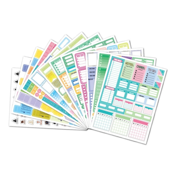 Bloknotes-klistermærker, ark med 24 klistermærker, perfekt til din bloknotes, dagbog eller kalender - Perfet
