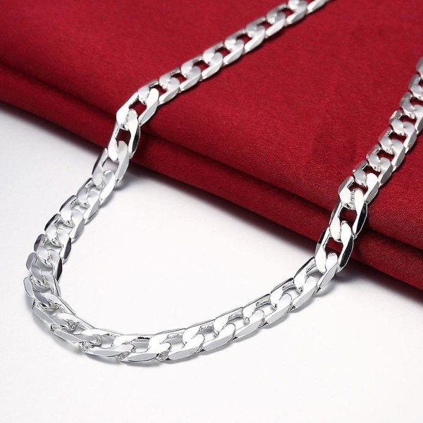 925 Sterling Silver Halsband för män 20inches Classic 8mm Chain Lyx Smycken Bröllop Julklappar - Perfet
