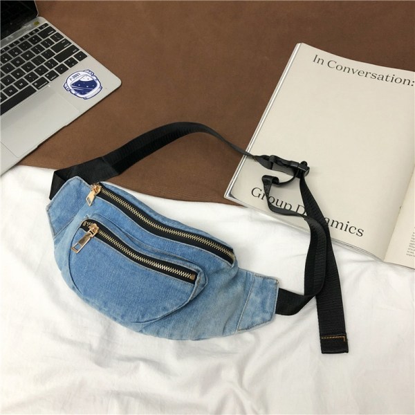 Retro vaskbar denim brystveske Mote Cross Body midjeveske - Perfet