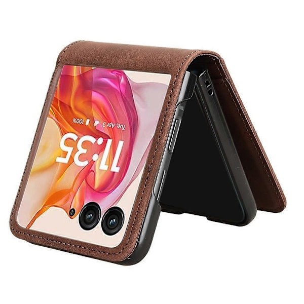 Læder Telefon Cover Kompatibel med Motorola Razr 50 Ultra-Perfet Brown