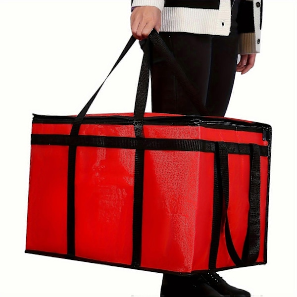 Isolerade Matleveransväskor - Extra Stora, Hållbara, Håller Maten Varmt och Färskt - Perfekt Black Cloth Red Edge