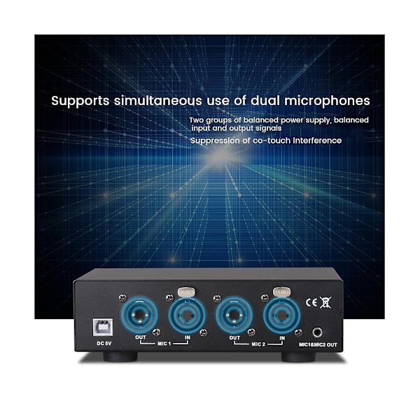 48V USB Dual Hybrid Utgångs Fantomströmförsörjning för Kondensatormikrofon Musikinspelningsutrustning - Perfet