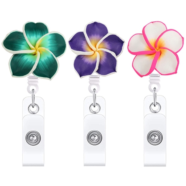 Flower Shape Badge Reel Clip Infällbar ID-kort Badge Hållare N - Perfet A3