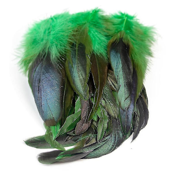 200 stk Naturlige Hanehale Fjer 13-18cm Hanefjer Sorte Fjer til Karneval Halloween Julehåndværk Dekoration-Perfet green