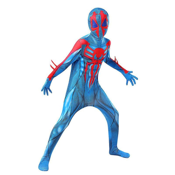 Spider-man 2099 Musta Puku Cosplay Puku Jumpsuit Koottu Lasten Vaatteet Spiderman Kasvomaalaus 110cm - Perfet 190cm