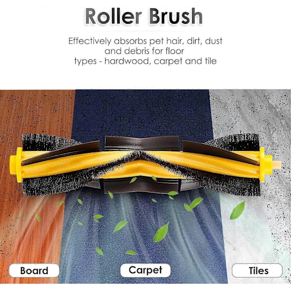 (3 stk.) Rullebørste Hovedbørste Reservedele til Ecovacs DEEBOT OZMO 920 950 T8 AIVI Max T9 T5 N5 N7 N8+ N8 Pro DX55 DX93 Robot-Perfet