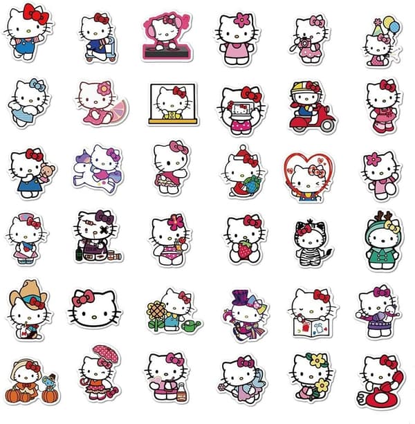 100 st Klassiska 80- och 90-talsstil Laptop Bumper Stickers - Perfekt He_llo Kitty