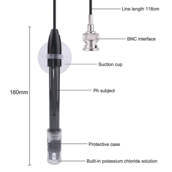Ph Erstatningsprobe Akvarium Hydroponic Laboratory Elektrode Ph Meter Potential Test Bnc Q9 Connect - Perfet