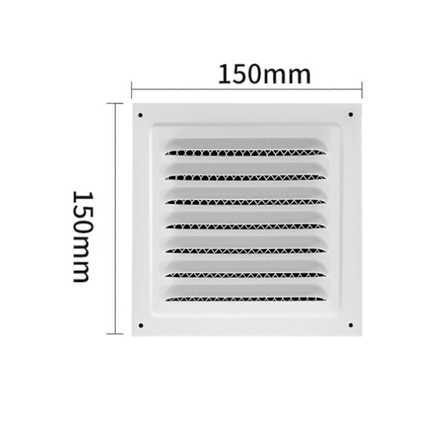 Metallisk ventilasjonsdeksel Intensiv rist Luftventilgitter for tak Kjøkken Sidevegg 15cmx15cm Hvit-Perfet White 15cmx15cm