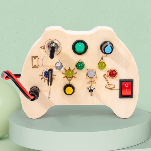 Elektronisk BusyBoard Toddler LED-lys BusyBoard Træ Fysisk uddannelse Legetøj Plade omskifter Montessori Busy Cube - Perfet