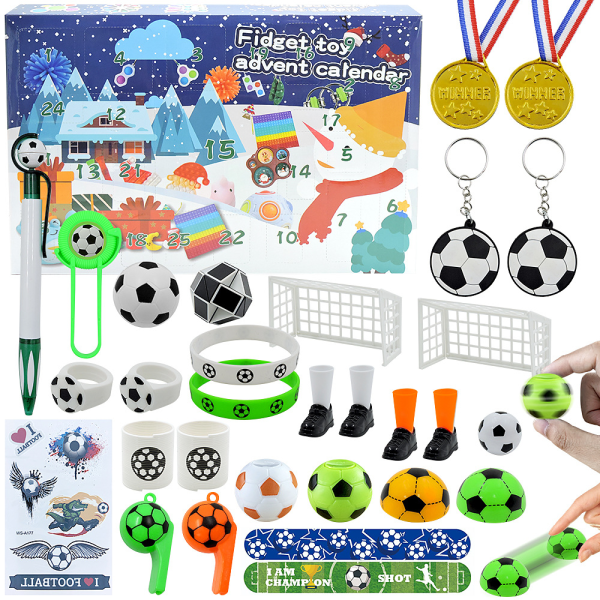 Fotboll Adventskalender för pojkar Flickor Världsfotbollspresenter Barnleksaker - Fotbollsjulklappar till fotbollsfans
