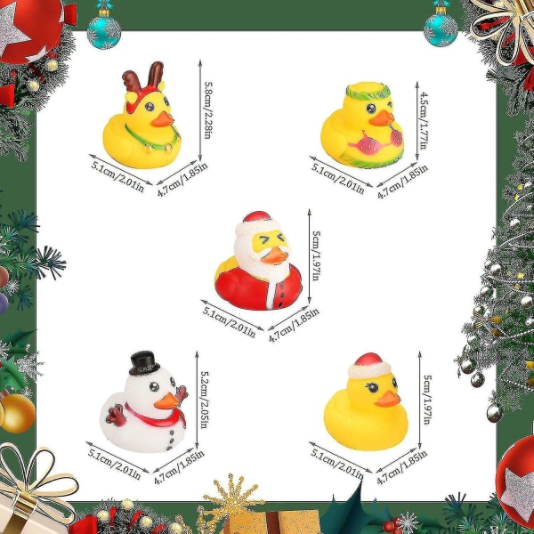 Christmas Gummi Duck 20 stk Mini Ducking Toy Gutter Jenter Float Bath Julepynt gave til Ducking - Perfet