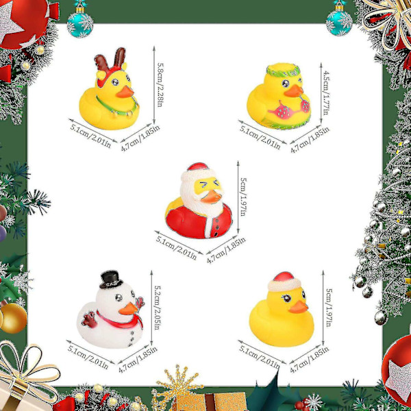 Jul Gummi And 20 stk Mini Ducking Legetøj Drenge Piger Float Bad Xmas Dekoration Gave til Ducking - Perfet