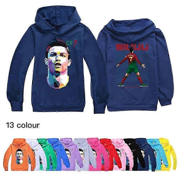 Cristiano Ronaldo Hoodie VM-tröja Nr 7 Julgåvor Fotbollsstjärna Hoodie Flickor Pojkar Huvtröja Pullover Toppar Barn Tonåringar - Perfekt Orange 3-4years