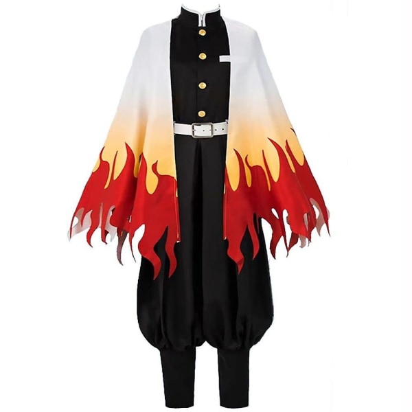 Demon Slayer Rengoku Kyoujurou Cosplay Juhlapuku Halloween Party Anime Set Lahjat - Perfet Outfits XL