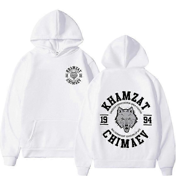Khamzat Chimaev Fighter Tryckta Hoodies Streetwear Herr Dam Kläder Mode Tröjor Fleece Långärmade Pullovrar Hoodie Y2K-Perfekt White M