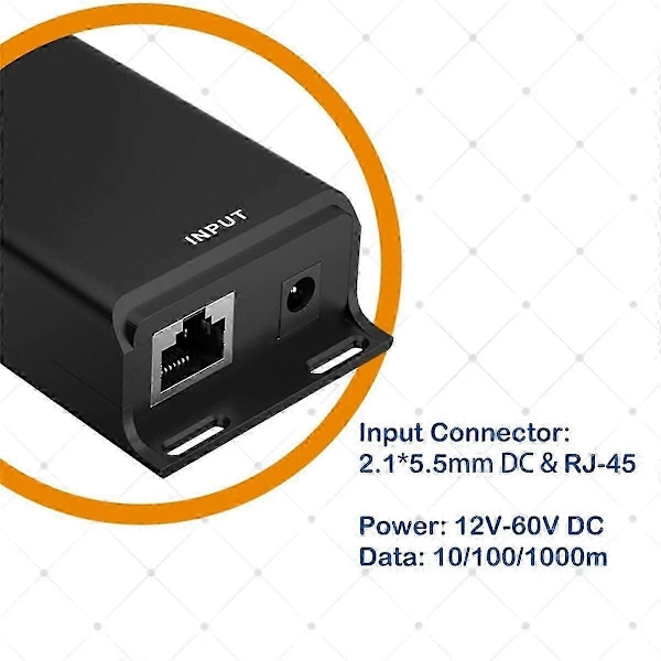 Gigabit PoE Injector 12V til 24V PoE Konverter Kompatibel med Solcellekonverteringer 12-60V Input 24V Passiv PoE Ou-Perfet