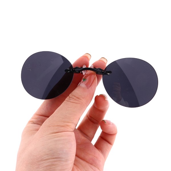 mini båglösa solglasögon Clip On Nose Lens Runda Glasögon - Perfet Black
