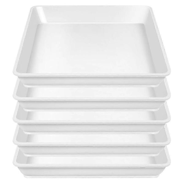 Fyrkantiga plastfat för krukor för att samla upp överflödigt vatten och jord från inomhuskrukor - Perfet White 10 inches