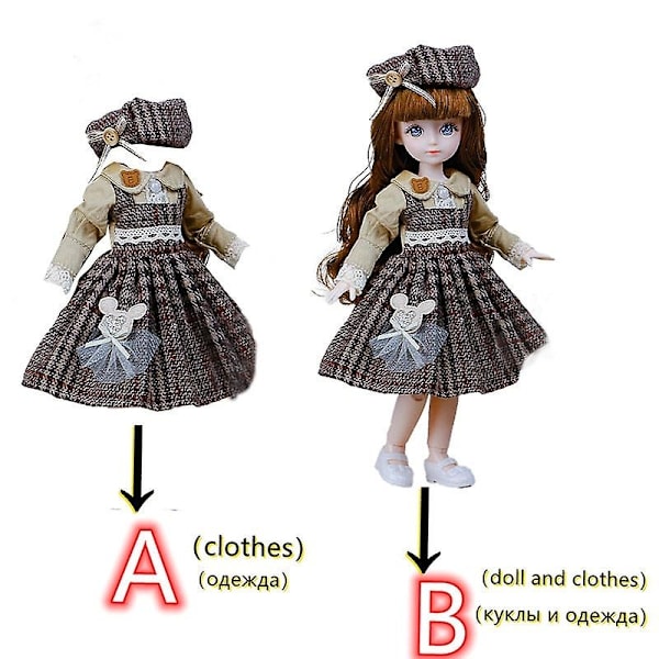 30 cm Nuken 1/6 Bjd Nuken tai Pukeutumisvaatteet Tarvikkeet Prinsessanuken Lapset Tyttöjen Syntymäpäivälahja Lelut - Täydellinen 3 Doll and clothes (b)